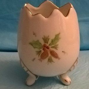 Vintage Egg Vase 3" Floral Hand Painted Japan